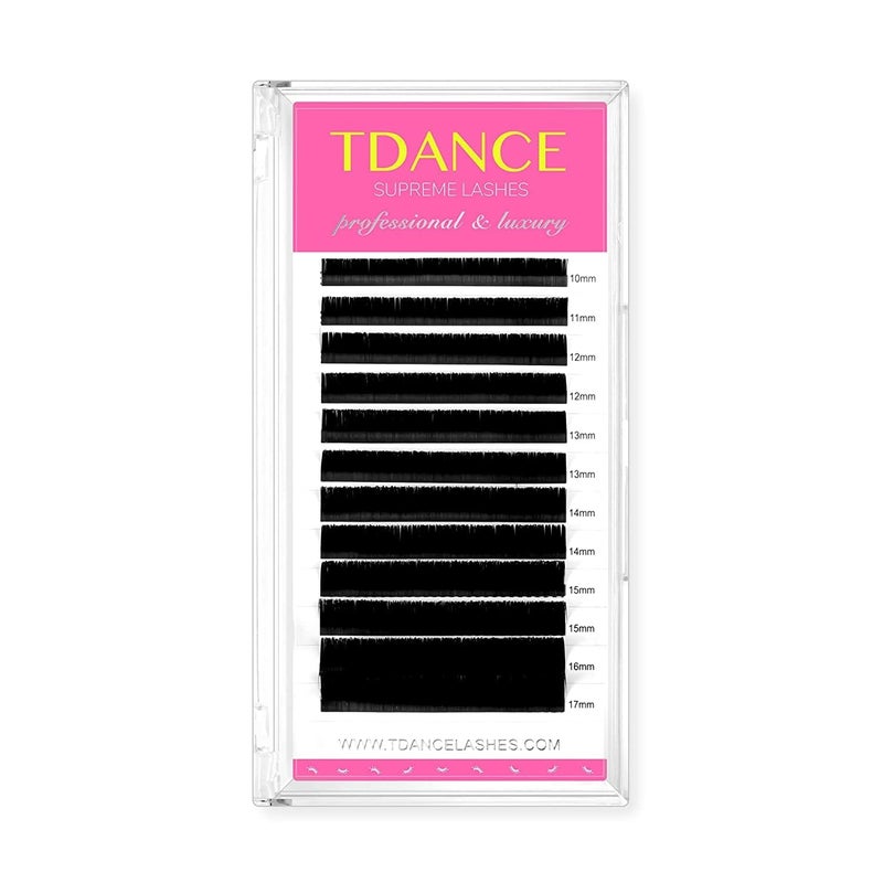 TDANCE Lash Extension Matte Black Eyelash Extension C CC D DD J B L Curl Volume & Classic Lash Extensions 0.03-0.18mm Thickness Professional Salon Use(0.07-DD,10-17 mm) - Image 1